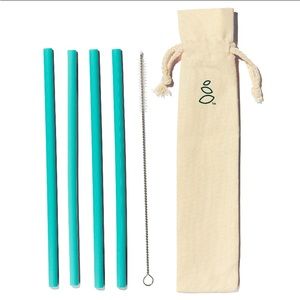 NWT Grove Co. Silicone Straw Set of 4 w/ Carry Bag